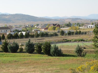 Farmland at the base of the foothills